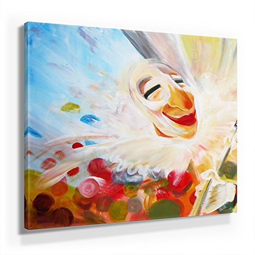 Mia Morro Kinder Zirkus Clown Bild B350, 1 Teil 50x50cm Leinwand auf Holzrahmen aufgespannt, FineArt Print, UV-stabil und wasserfest, Kunstdruck für Büro oder Wohnzimmer, Deko Bild