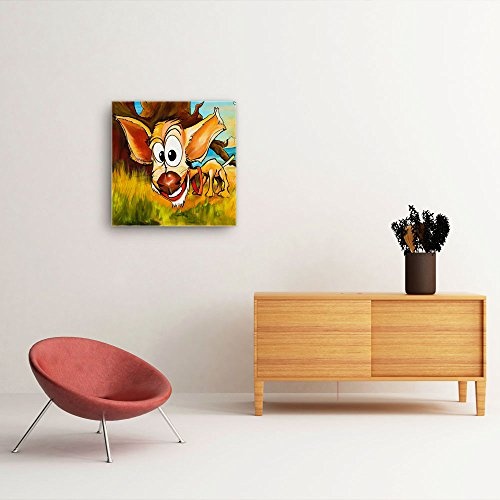 Mia Morro Kinder Bild A350, 1 Teil 50x50cm Leinwand auf Holzrahmen aufgespannt, FineArt Print, UV-stabil und wasserfest, Kunstdruck für Büro oder Wohnzimmer, Deko Bild