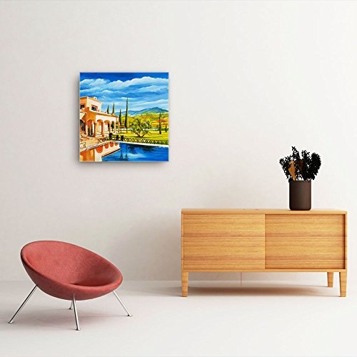 Mia Morro Mediterran Toskana Bild A150, 1 Teil 50x50cm Leinwand auf Holzrahmen aufgespannt, FineArt Print, UV-stabil und wasserfest, Kunstdruck für Büro oder Wohnzimmer, Deko Bild