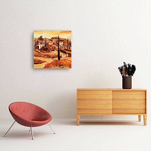 Mia Morro Mediterran Toskana Bild B150, 1 Teil 50x50cm Leinwand auf Holzrahmen aufgespannt, FineArt Print, UV-stabil und wasserfest, Kunstdruck für Büro oder Wohnzimmer, Deko Bild