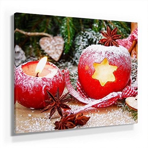 Weihnachten Bild B250, 1 Teil 50x50cm Leinwand auf Holzrahmen aufgespannt, FineArt Print, UV-stabil und wasserfest, Kunstdruck für Büro oder Wohnzimmer, Deko Bild