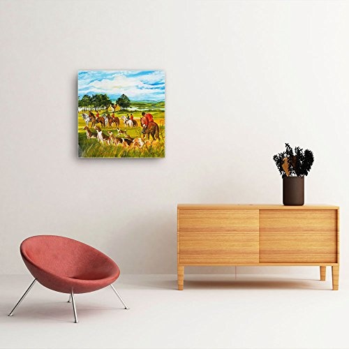 Mia Morro Pferde Bild B250, 1 Teil 50x50cm Leinwand auf Holzrahmen aufgespannt, FineArt Print, UV-stabil und wasserfest, Kunstdruck für Büro oder Wohnzimmer, Deko Bild
