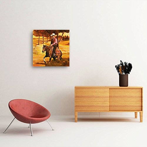 Mia Morro Pferde Bild C250, 1 Teil 50x50cm Leinwand auf Holzrahmen aufgespannt, FineArt Print, UV-stabil und wasserfest, Kunstdruck für Büro oder Wohnzimmer, Deko Bild