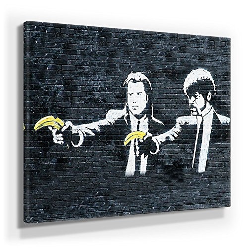 Banksy Streetart Bild D280, 1 Teil 80x80cm, Leinwand auf Holzrahmen aufgespannt, UV-stabil und wasserfest, Kunstdruck für Büro oder Wohnzimmer, XXL Deko Bild abstrakt FineArt Wandbild Print