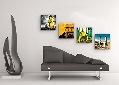 Breaking Bad - Set A schwebend, 4-teiliges Bilder-Set je Teil 19x19cm, Seidenmatte moderne Optik auf Forex, UV-stabil, wasserfest, Kunstdruck für Büro, Wohnzimmer, XXL Deko Bild