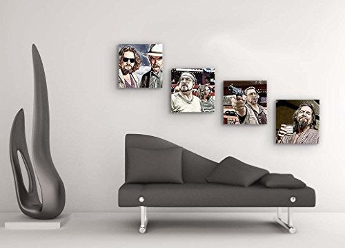 Big Lebowski, The Dude - Set B schwebend, 4-teiliges Bilder-Set je Teil 19x19cm, Seidenmatte moderne Optik auf Forex, UV-stabil, wasserfest, Kunstdruck für Büro, Wohnzimmer, XXL Deko Bild