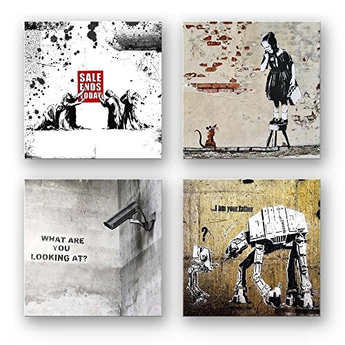 Banksy Bilder Set C, 4-teiliges Bilder-Set jedes Teil...