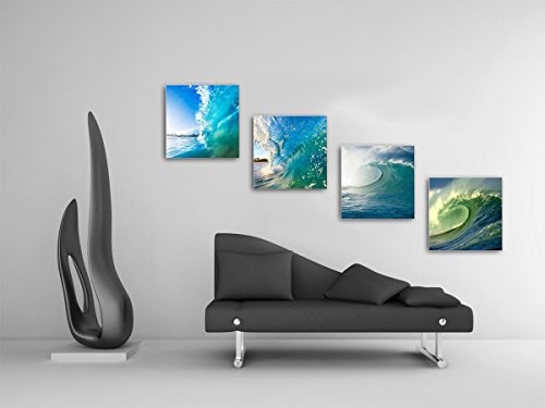 Surfen - Set A schwebend, 4-teiliges Bilder-Set je Teil 29x29cm, Seidenmatte moderne Optik auf Forex, UV-stabil, wasserfest, Kunstdruck für Büro, Wohnzimmer, XXL Deko Bild