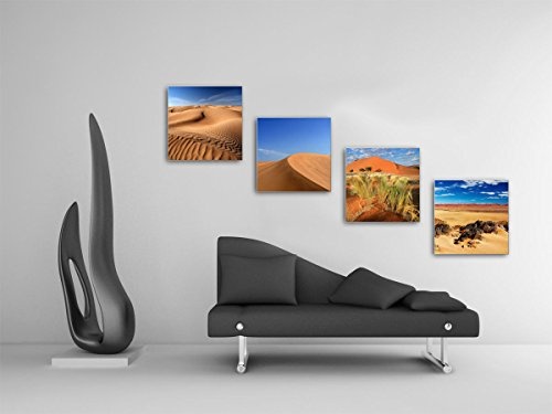 Wüste - Set C schwebend, 4-teiliges Bilder-Set je Teil 29x29cm, Seidenmatte moderne Optik auf Forex, UV-stabil, wasserfest, Kunstdruck für Büro, Wohnzimmer, XXL Deko Bild