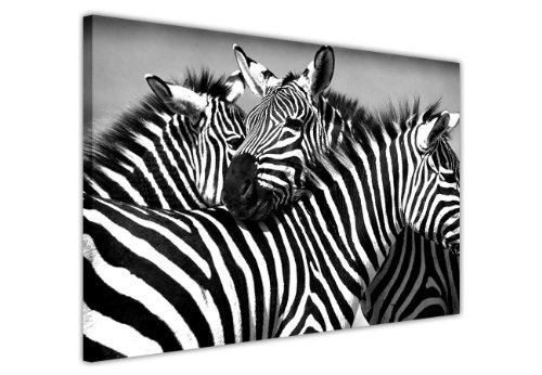 CANVAS IT UP Schwarz und Weiß Leinwand Art Prints African Zebra Family Bilder Dekoration Tier Love Print Bild Home Art Nature Fotos