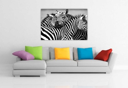 CANVAS IT UP Schwarz und Weiß Leinwand Art Prints African Zebra Family Bilder Dekoration Tier Love Print Bild Home Art Nature Fotos