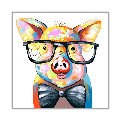 Cute BOW Krawatte Piggy auf gerahmtes Leinwandbild,...