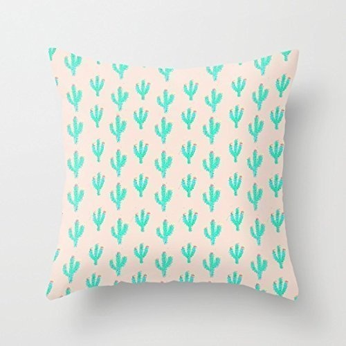 Juzijiang Cactus Print Canvas Square Throw Pillow Covers...