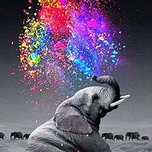 DIY 5D Diamond Painting by Number Kits, Crystal Rhinestone Diamond Embroidery Paintings Pictures Arts Craft for Home Wall Decor,Elephant