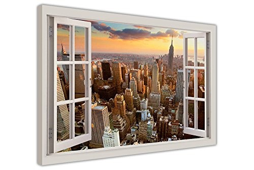 CANVAS IT UP New York City View Fenster Bay Effekt Leinwand Wand Art Prints Home Deco Bilder Modern Art 38 mm starke Rahmen, canvas, 02- A3-16" X 12" (40CM X 30CM)