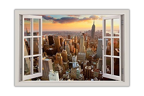 CANVAS IT UP New York City View Fenster Bay Effekt Leinwand Wand Art Prints Home Deco Bilder Modern Art 38 mm starke Rahmen, canvas, 02- A3-16" X 12" (40CM X 30CM)