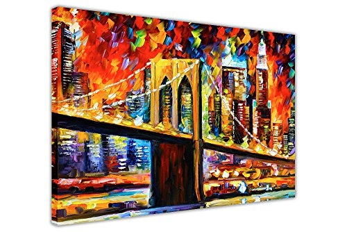 CANVAS IT UP Brooklyn Bridge New York City von Leonid Afremovs Ölgemälde Nachdruck auf Leinwand Print Wandbilder Modern Art Größe: A1-86,4 x 61 cm (86 cm x 60 cm)