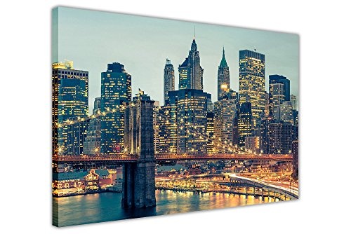 CANVAS IT UP Iconic New York City Manhattan Bridge Foto gerahmt Leinwand Art Wand Bilder Home Dekoration Prints Modern Art Größe: 101,6 x 76,2 cm (101 x 76 cm)