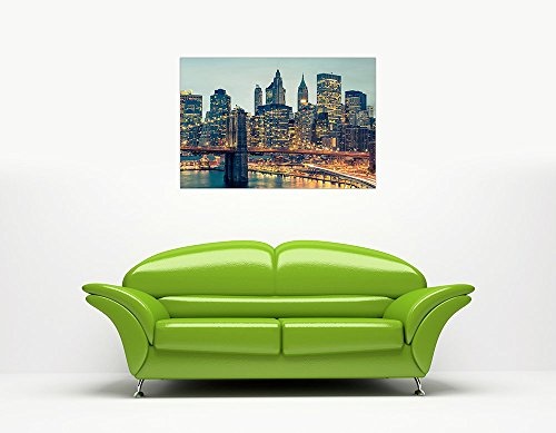 CANVAS IT UP Iconic New York City Manhattan Bridge Foto gerahmt Leinwand Art Wand Bilder Home Dekoration Prints Modern Art Größe: 101,6 x 76,2 cm (101 x 76 cm)