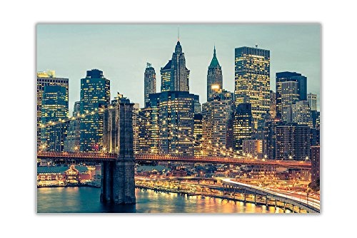 CANVAS IT UP Iconic New York City Manhattan Bridge Foto gerahmt Leinwand Art Wand Bilder Home Dekoration Prints Modern Art Größe: 101,6 x 76,2 cm (101 x 76 cm)