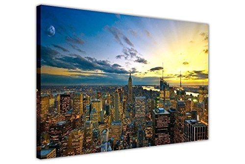 CANVAS IT UP Sonnenuntergang über New York City Wolkenkratzer gerahmt Prints Leinwand Bilder Art Wand Fotos Modern Art Größe: 101,6 x 76,2 cm (101 x 76 cm)
