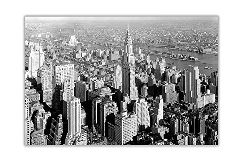 CANVAS IT UP Nostalgisches 1930er New York City Wolkenkratzer schwarz und weiß Bilder gerahmt Leinwand Prints Art Wand Größe: 101,6 x 76,2 cm (101 x 76 cm)