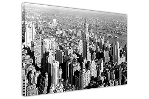 CANVAS IT UP Nostalgisches 1930er New York City Wolkenkratzer schwarz und weiß Bilder gerahmt Leinwand Prints Art Wand Größe: 101,6 x 76,2 cm (101 x 76 cm)