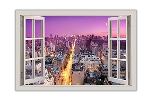 CANVAS IT UP Lila Sky New York Skyline auf Rahmen Leinwand Prints Art Wand Bilder Home Dekoration Modern Art Größe: A4-30,5 x 20,3 cm (30 x 20 cm)