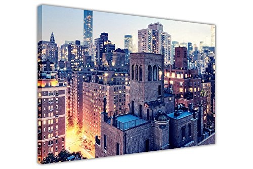 CANVAS IT UP Building Top View New York Manhattan Leinwandbild, Kunstdruck gerahmt Bilder Home Deco Poster Größe: A4-30,5 x 20,3 cm (30 x 20 cm)