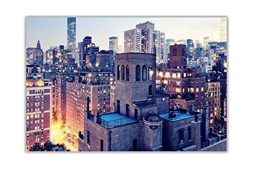 CANVAS IT UP Building Top View New York Manhattan Leinwandbild, Kunstdruck gerahmt Bilder Home Deco Poster Größe: A4-30,5 x 20,3 cm (30 x 20 cm)