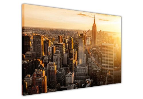 CANVAS IT UP City Leinwandbild, Kunstdruck New York City at Dusk Sunshine Antenne View Skyline Bilder FOME Dekoration Poster Druck Landmarks Europäisch 9- A0-40" X 30" (101CM X 76CM)