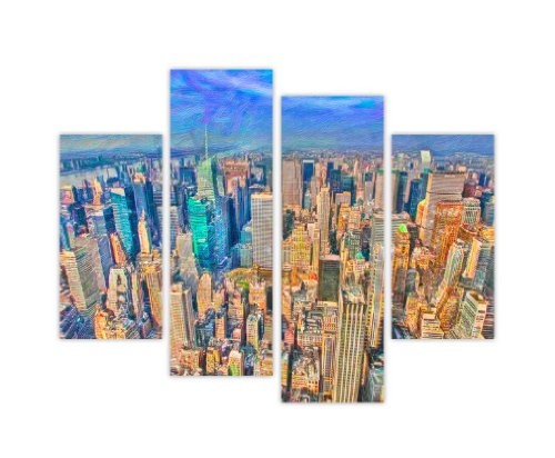 Leinwanddruck NEW YORK CITY Sky View Ölgemälde Foto Home Décor Print Raum Dekoration Bilder 4 Stück 88,9 cm 90 cm breit/71,1 cm 71 cm hoch extra große Modern Art