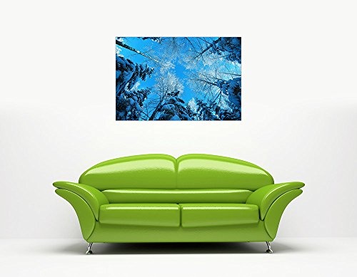 CANVAS IT UP Winter Bäume blau Leinwand Wand Art Prints Home Dekoration Bilder fertig um 1,8 cm Dicker Rahmen aus Kiefernholz