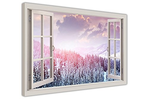 CANVAS IT UP Winter Bild von Snowy Trees 3D-Fenster, Bay Effekt Rahmen Leinwand Bilder Wand Art Prints Größe: A4-30,5 x 20,3 cm (30 x 20 cm)