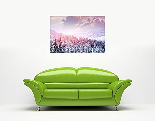 CANVAS IT UP Winter Forest Schnee Bäume gerahmtes Leinwandbild, Kunstdruck Modern Home Dekoration Bilder Größe: A1-86,4 x 61 cm (86 cm x 60 cm)