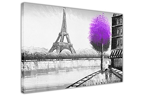 Farbige Bäume in Paris, Frankreich auf gerahmtes Leinwandbild Home Dekoration Artwork Wall Art Prints, violett, 04- 30" X 20" (76cm X 50cm)