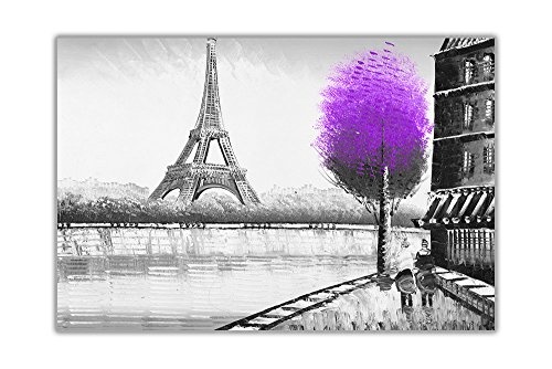 Farbige Bäume in Paris, Frankreich auf gerahmtes Leinwandbild Home Dekoration Artwork Wall Art Prints, violett, 04- 30" X 20" (76cm X 50cm)