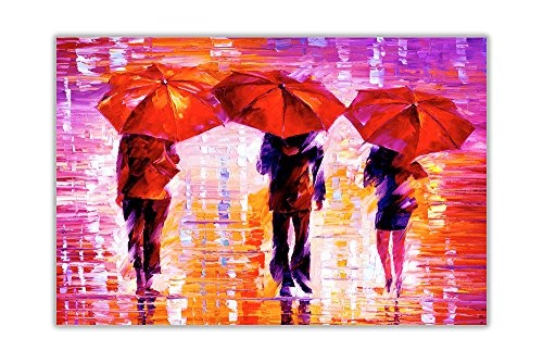 CANVAS IT UP Violett Rot Landschaft 3 Schirme von Leonid Afremov auf Leinwand, Bilder fertig gerahmt Drucke Home Deco Poster Größe: 76,2 x 50,8 cm (76 x 50 cm)