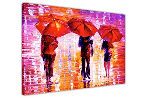 CANVAS IT UP Violett Rot Landschaft 3 Schirme von Leonid Afremov auf Leinwand, Bilder fertig gerahmt Drucke Home Deco Poster Größe: 76,2 x 50,8 cm (76 x 50 cm)