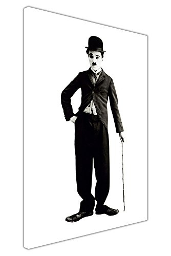 CANVAS IT UP Iconic Charlie Chaplin Poster Auf Rahmen Leinwand Wand Art Prints Schwarz und Weiß Bilder Größe: 76,2 x 50,8 cm (76 x 50 cm)