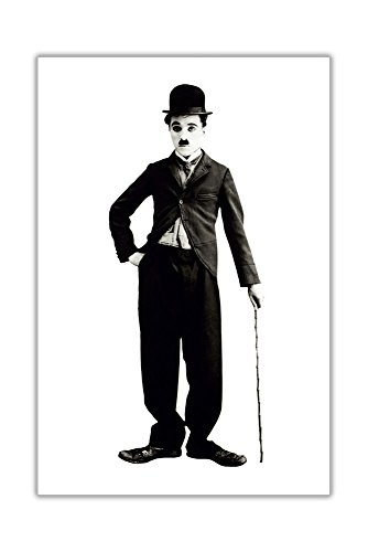 CANVAS IT UP Iconic Charlie Chaplin Poster Auf Rahmen Leinwand Wand Art Prints Schwarz und Weiß Bilder Größe: 76,2 x 50,8 cm (76 x 50 cm)