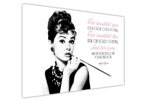 CANVAS IT UP Audrey Hepburn schöne Zitat Kunstdruck auf Leinwand Art Wand Bilder Wandschmuck Hollywood Legends Nostalgie Print Bild Raum Dekoration Zuhause