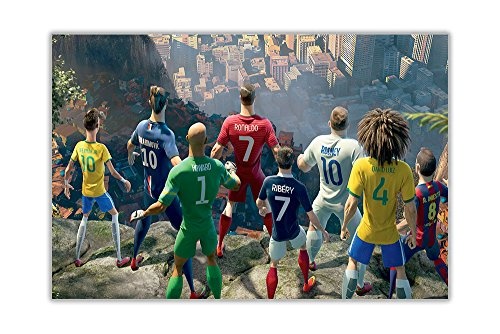 Leinwandbild mit animierten Fußballstars aus Brasilien, Heimdekoration, canvas holz, 8- A1 - (76 x 60 cm)