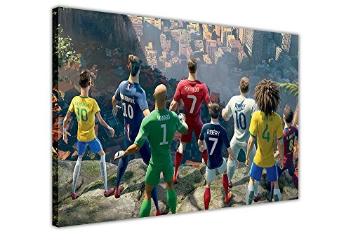 Leinwandbild mit animierten Fußballstars aus Brasilien, Heimdekoration, canvas holz, 8- A1 - (76 x 60 cm)