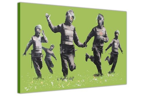 Banksy Bilder Leinwand Wand Art Prints Riot Police...