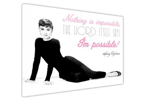 Leinwand mit Audrey Hepburn Aufdruck und Zitat, Wanddekoration mit Hollywoodlegenden für Zuhause, canvas holz, 9- A0 - 40" X 30" (101CM X 76CM)