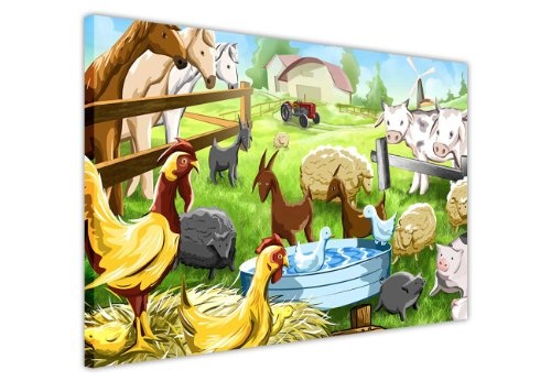 CANVAS IT UP Kinder Kids Leinwandbild, Kunstdruck Farm Tiere für Säuglinge Bilder Raum Dekoration Poster Foto Druck Leinwände