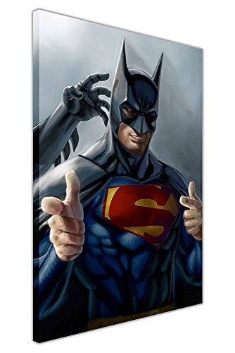 CANVAS IT UP Kinder auf Leinwand Kunst Bilder DC Comics Superman in Batman Outfit Superhero Poster Drucken Home Décor, canvas, 0- A4-12" X 8" (30CM X 20CM)