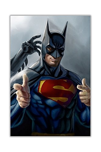 CANVAS IT UP Kinder auf Leinwand Kunst Bilder DC Comics Superman in Batman Outfit Superhero Poster Drucken Home Décor, canvas, 0- A4-12" X 8" (30CM X 20CM)