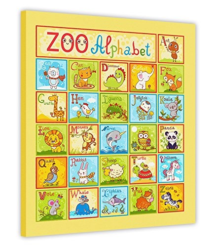 CANVAS IT UP Zoo Alphabet für Kinder auf Rahmen Leinwand Bilder Wand Art Prints Kids Dekoration, canvas, 06-40" X 34" (101CM X 86CM)